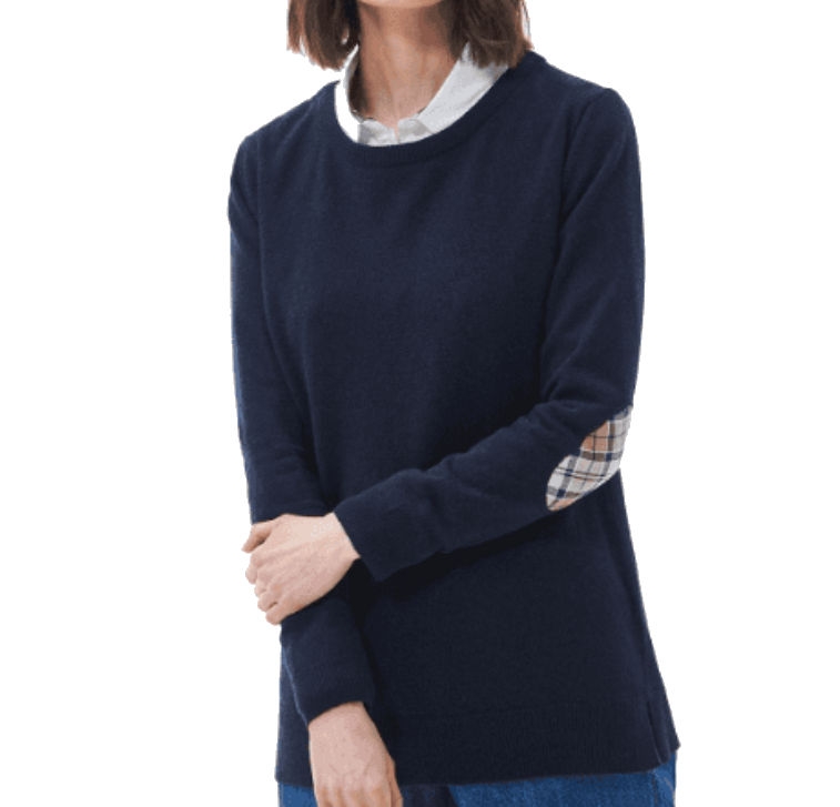 barbour pendle navy crew knit jumper ladies