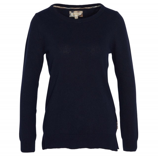 barbour pendle crew knit ladies jumper navy