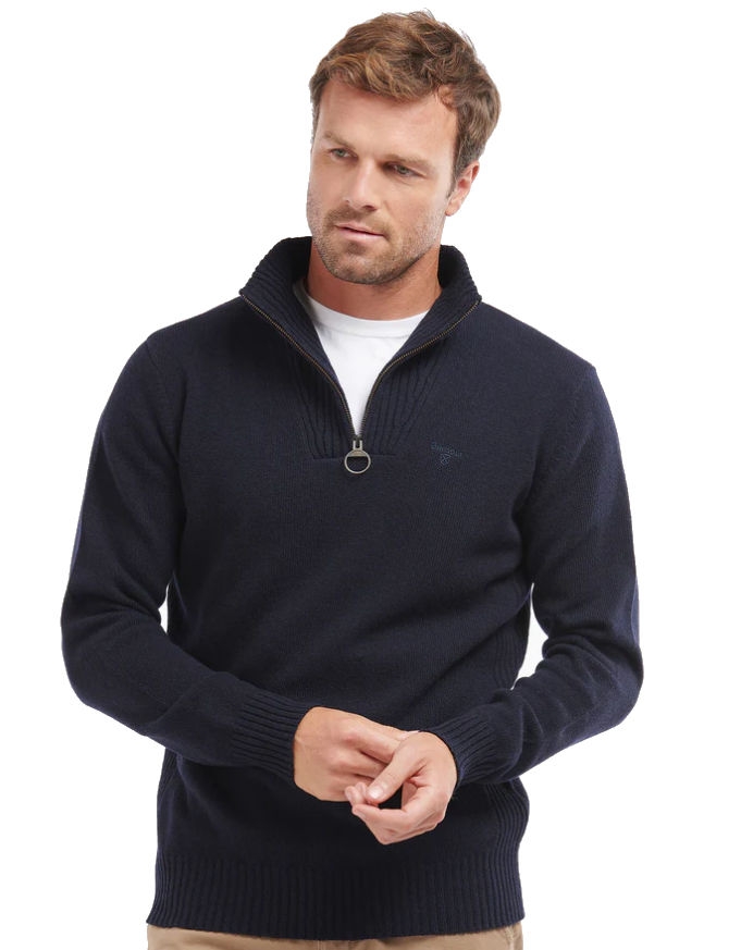 barbour navy essential half zip jumper